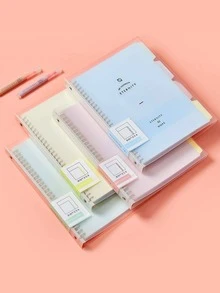 Wen gu 60 cái/bộ Letter Graphic Notebook, Di Động Đơn Giản Tạp Chí Notebook Cho Học Sinh, Văn Phòng - Màu xanh lam - Xem 3