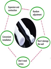 3 piezas ajustable resorte acero alacena Cortina Varilla - Blanco - Ver 6