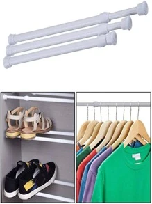 3 piezas ajustable resorte acero alacena Cortina Varilla - Blanco - Ver 2