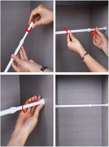 3 piezas ajustable resorte acero alacena Cortina Varilla - Blanco - Ver 4