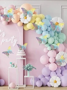 Màu sắc ba chiều khoét rỗng các miếng dán hình con bướm, metope trang trí nghệ thuật trang trí tiệc tại nhà, 12 miếng 1 miếng - Nhiều màu - Xem 1