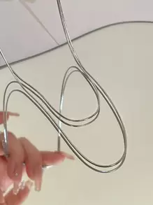 Nooxian 2pcs/set Minimalist Chain Necklace - Silver - View 4