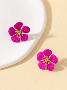 Bông tai thiết kế hoa - Màu Hồng Tươi - Xem 3