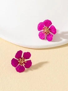 Bông tai thiết kế hoa - Màu Hồng Tươi - Xem 2
