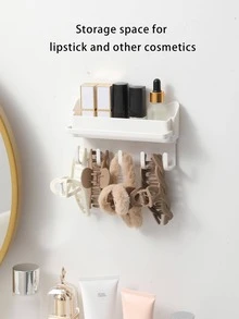 1pc Multifunction Wall Mounted Storage Rack - White - View 2