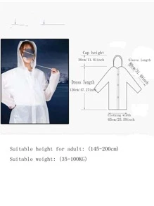 1pc Solid Hooded Raincoat - White - View 6
