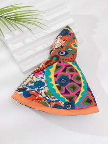 1pc Women Geo Pattern Fashion Wide Brim Hat, For Outdoor - Orange - View 3