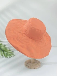 1pc Women Geo Pattern Fashion Wide Brim Hat, For Outdoor - Orange - View 2