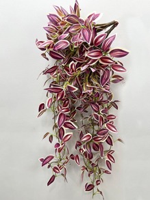 75cm Artificial Vine Leaves, Fake Hanging Plants, Silk Leaves, Green Bamboo Wrapped Vines, Suitable For Home Garden Wedding Valentine's Day Decor, Excluding Planter, 1pc - Red - View 2