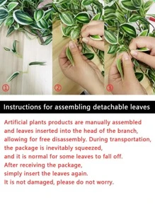 75cm Artificial Vine Leaves, Fake Hanging Plants, Silk Leaves, Green Bamboo Wrapped Vines, Suitable For Home Garden Wedding Valentine's Day Decor, Excluding Planter, 1pc - Red - View 7