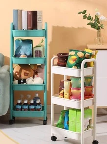 1pc Multi-layer Storage Rack With Wheel - White - View 2