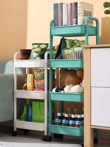 1pc Multi-layer Storage Rack With Wheel - White - View 5