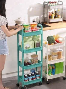 1pc Multi-layer Storage Rack With Wheel - White - View 7