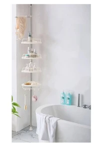 Bathroom Corner Shower Organizer With 4 Levels - White - View 2