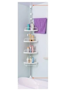 Bathroom Corner Shower Organizer With 4 Levels - White - View 3