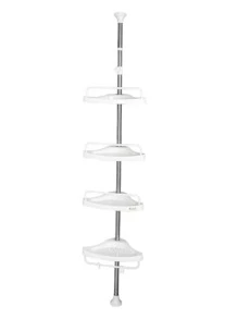 Bathroom Corner Shower Organizer With 4 Levels - White - View 4