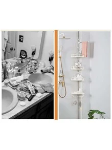 Bathroom Corner Shower Organizer With 4 Levels - White - View 5