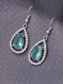 Bông tai giọt nước đính đá - Màu xanh nhạt - Xem 2