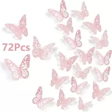 72 pièces Autocollant papillon 3D creux, Décalcomanie papillon pour décoration, Autocollants, Sticker mural, Décalcomanie vinyle pour décorations de la maison, Articles de décoration de printemps pour rafraîchir votre maison, Autocollants de décoration Rama Cadeaux Anniversaire Remise des diplômes