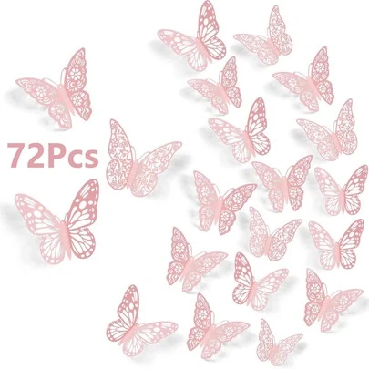 72pcs 3D Hollow Butterfly Sticker, Butterfly Decal For Decoration, Stickers, Wall Decal, Vinyl Decal For Home Decorations, Spring Decoration Items Refresh Your Home, Rama Decoration Stickers Gifts Birthday Graduation