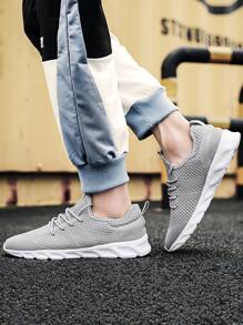 Men Breathable Lace-up Front Running Shoes, Sporty Outdoor Sneakers