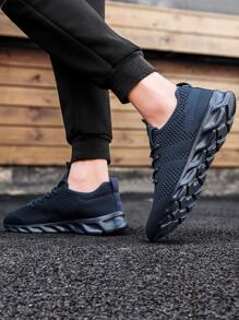 男士透氣前綁帶跑步運動戶外運動鞋 - 藏蓝色 - 查看 5