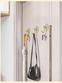 1pc Clear Wall Hook - Gold - View 4