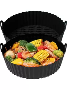 2 piezas unicolor freidora forro con moderno de silicona freidora forro para cocina - Negro - Ver 1