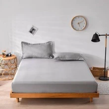 1入組覆蓋全面、防菌抗菌、防滑、實色單人彈性床包 - 灰色 - 查看 1