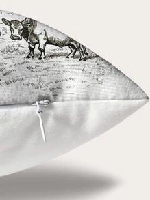 1入組無填充物風景印花靠墊套，現代奶牛和農場印花裝飾靠墊套適用於床、沙發 - 彩色 - 查看 2