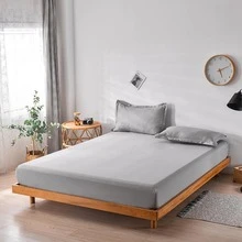 1入組覆蓋全面、防菌抗菌、防滑、實色單人彈性床包 - 灰色 - 查看 2