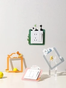1 PC Hoạt Hình Thiết Kế Công Tắc Màu Sắc Ngẫu Nhiên Ổ Cắm Dán Tường, Hình Thú Hoạt Hình Thiết Kế Công Tắc Miếng Dán Kính Cường Lực Cho Hộ Gia Đình - Nhiều màu - Xem 1