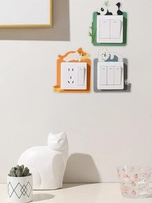 1 PC Hoạt Hình Thiết Kế Công Tắc Màu Sắc Ngẫu Nhiên Ổ Cắm Dán Tường, Hình Thú Hoạt Hình Thiết Kế Công Tắc Miếng Dán Kính Cường Lực Cho Hộ Gia Đình - Nhiều màu - Xem 5