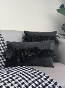 1 Giả Lông Vũ Trang Trí Đệm Không Chất Độn, Gối Đơn Giản Cho Gia Đình - màu đen - Xem 1