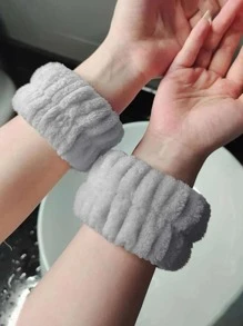 2pcs Women Solid Fuzzy Casual Washband, For Home - Grey - View 1