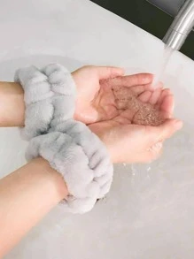 2pcs Women Solid Fuzzy Casual Washband, For Home - Grey - View 2