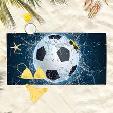chiếc Khăn Đi Biển Họa Tiết Bóng Đá, Khăn Đi Biển Du Lịch Bằng Sợi Nhỏ Hiện Đại Cho Cắm Trại, Kỳ Nghỉ - Đen và trắng - Xem 3