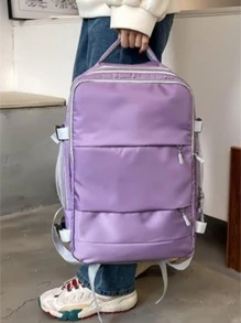 Ba lô chức năng với trang trí khóa phát hành, Ba lô máy tính xách tay du lịch kinh doanh mỏng và bền, Túi máy tính trường đại học chống nước dành cho nam giới, phù hợp với máy tính xách tay 15,6 inch - Màu tím - Xem 5