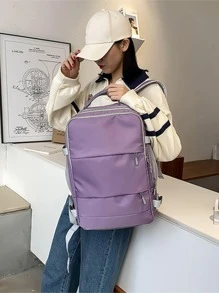 Ba lô chức năng với trang trí khóa phát hành, Ba lô máy tính xách tay du lịch kinh doanh mỏng và bền, Túi máy tính trường đại học chống nước dành cho nam giới, phù hợp với máy tính xách tay 15,6 inch - Màu tím - Xem 6