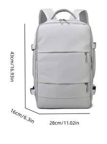 Release Buckle Decor Functional Backpack, Laptop Backpack Business Travel Slim Durable Laptop Backpack, Water Resistant College School Computer Bag For Women Men Fits 15.6 Inch Laptop - Grey - View 3