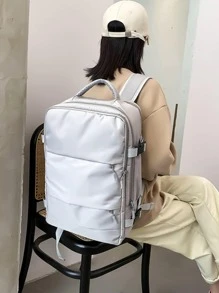 Release Buckle Decor Functional Backpack, Laptop Backpack Business Travel Slim Durable Laptop Backpack, Water Resistant College School Computer Bag For Women Men Fits 15.6 Inch Laptop - Grey - View 6