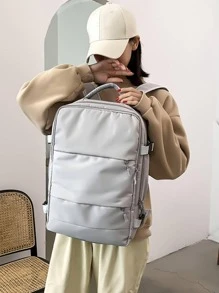 Release Buckle Decor Functional Backpack, Laptop Backpack Business Travel Slim Durable Laptop Backpack, Water Resistant College School Computer Bag For Women Men Fits 15.6 Inch Laptop - Grey - View 8