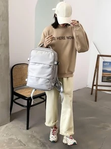 Release Buckle Decor Functional Backpack, Laptop Backpack Business Travel Slim Durable Laptop Backpack, Water Resistant College School Computer Bag For Women Men Fits 15.6 Inch Laptop - Grey - View 7