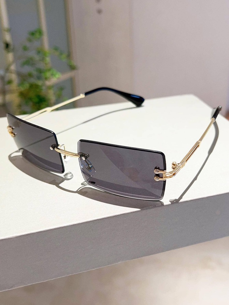 1 paire de carrées sans monture pour femmes, style bohème mode vintage. Accessoires de plage. Accessoires de plage pour femmes. de base. Tenues femmes automne-hiver. Décontracté professionnel. Cadeaux pour vacances d'été, plage, extérieur, voyage - Gris foncé - Voir 2