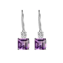 JOLEE 925銀耳釘,時尚簡約晶耳釘或吊墜,女孩的奢華禮物 - 紫色 - 查看 1