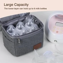 Momcozy Insulated Baby Bottle Bag - Breastmilk Cooler Bag - 深灰色 - 查看 5