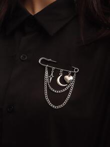 1入組女性星月吊飾時尚胸針適用於裝飾用品 - 銀色 - 查看 3