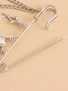 1入組女性星月吊飾時尚胸針適用於裝飾用品 - 銀色 - 查看 4