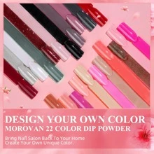 Morovan Dip Powder Nail Kit - 22 Colors Dip Nail Kit Quick Drying Dipping Powder Nail Kit with Base Coat Top Coat Activator Nailboo Dip Powder Starter Kit Christmas Gifts for Women - Nhiều màu - Xem 2