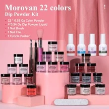 Morovan Dip Powder Nail Kit - 22 Colors Dip Nail Kit Quick Drying Dipping Powder Nail Kit with Base Coat Top Coat Activator Nailboo Dip Powder Starter Kit Christmas Gifts for Women - Nhiều màu - Xem 8